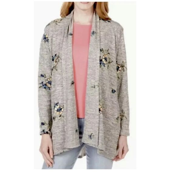Anthropologie Fig and Flower Open Front Embroidered Cardigan Women’s Size S - Picture 1 of 16